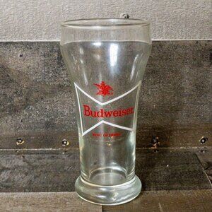 Vintage Budweiser Pilsner 5" Tall Red & White Bow Tie Logo 6 oz Drinking Glass